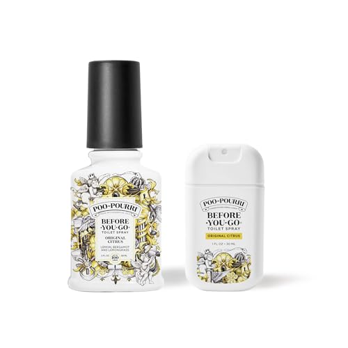 Poo-Pourri Before-you-Go Toilet Spray Bundle, Original Citrus 2 Fl Oz and Original Citrus 1 Fl Oz Pocket Travel Size - Lemon, Bergamot and Lemongrass - size: 1 Fl Oz (Pack of 2)