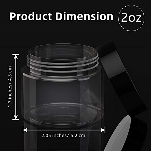 Patelai 4 Pieces Round Wide-mouth Leak Proof Plastic Container Jars with Lids for Travel Storage Makeup Beauty Products Face Creams Oils Salves Ointments DIY Making(2 Ounce,Black) - color: Black, size: 2 Ounce
