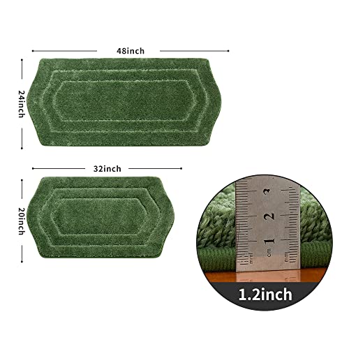 COSY HOMEER Extra Thick Bath Rugs Sets for Bathroom - Anti-Slip Bath Linen Sets Mats Soft 100% Strong Polyester Living Room Bedroom Water Absorbent(Green,20x32+24x48 -Inches) - color: Green, size: 20"x 32"+24"x 48"