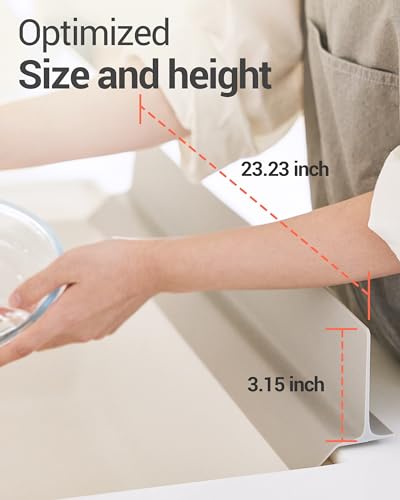 DEARCUS Kitchen Sink Splash Guard 23 Inch - Soft Silicone Water Shield Keeps Clothes & Countertops Dry, Strong Suction Non-Slip, No More Wet Sleeves or Sore Arms - Dishwasher Safe (Deep Gray) - color: Deep Gray, size: 23"