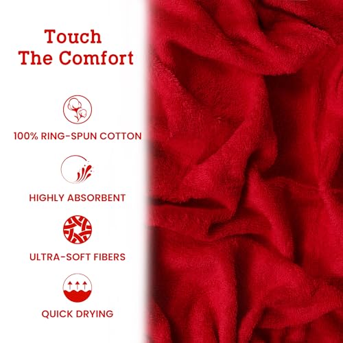 Casa Lino Face Towels & Body Wash Cloths for Showering - 100% Cotton Wash Cloths for Bathroom - Highly Absorbent & Quick Drying Washcloth Set - Cotton Washcloths 24 Pack (12" x 12") - (Red) - color: Red
