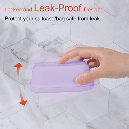 Quatish 2 Pack Travel Soap Container, Portable Soap Holder with Lid, Bar Soap Holder, Soap Case for Camping Gym Travel, Soap Box for Bathroom,Purple - color: Purple