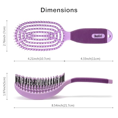 NuWay® DoubleC® Detangling Hair Brush – The Original Home Scalp-Care Brush – Patented Double Curved Scalp Care Hairbrush for Gentle Detangling, Volume Styling & Wet or Dry Hair (Lavender) - color: Lavender