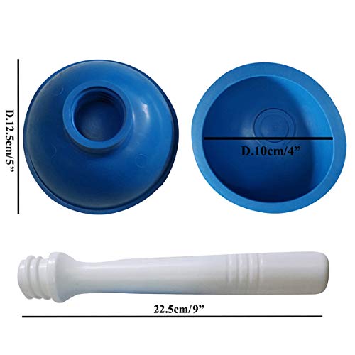 Drain Plunger, Small Hand Force Plumber Helper, Little 4 inch Cup Clog Remover, Tiny Rubber Unclogger in 9" Short Handle for Kitchen Sink, Bathroom Toilet, Shower Bath Tub (Blue + Yellow) - color: Blue + Yellow