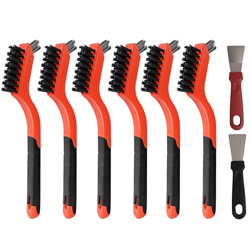 6 Pieces Nylon Brushes Set, Nylon Bristles | Brushes for Cleaning Welding Slag and Rust,Scratch Brush with Mini Head & Hanging Hole for Everyday Cleaning (6, Nylon) - color: Nylon