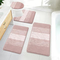 Bsmathom Bathroom Rug Set, 4 Piece, Pink | Microfiber, Non Slip, With Toilet Cover, Washable, Absorbent - color: Pink, size: 18"x26"+20"x31"+U20"x24"+Cover19"x21"