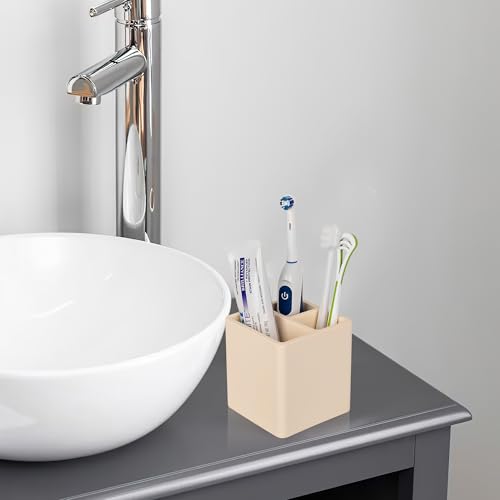 Diatomite Toothbrush Holders Tooth Brush Organizer - Yellow | Water-Absorbent Material, 3 Slots for Electric Toothbrush and Toothpaste, for Bathroom Countertop, Shower, Vanity - color: Yellow
