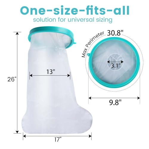 Cast Covers for Shower Leg, Waterproof Cast Cover for Showering, Cast Protector for Shower Leg Adult, Shower Boots for Foot after Surgery, Knee, Ankle, Foot (Diameter - 9.8") Extra Large - color: Leg, style: Wide Reinforced Green