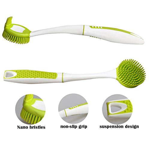 Bottle Brush Dishwashing Cleaning Brush Set, Long Handle Dish Cup Bottle Washing Scrubber for Cleaning Non-Stick Pot Pan Dish Bowl, Water Cups, Coffee Mugs - color: 2pcs Long Handle