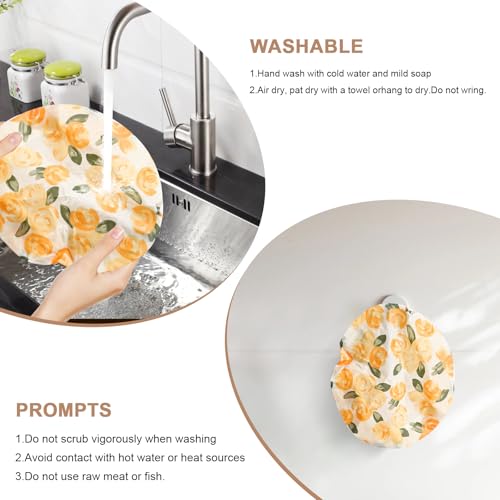Reusable Bowl Covers for Bread Proofing - Beeswax Bowl Covers Reusable 3 Set, Cotton Blend Stretch Design, Fits 4-13 Inch Bowls, Shower Caps for Sourdough Bread, Dough Proofing & Food Storage（Roses） - color: Roses