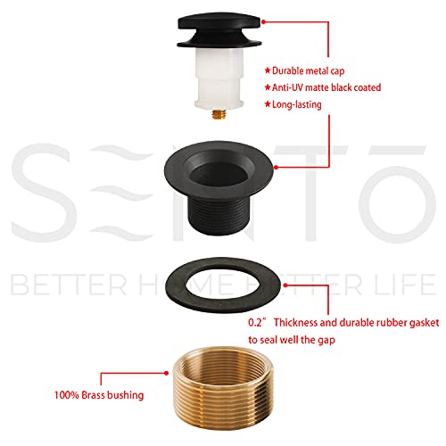 SENTO Black Tip-Toe Bathtub Drain Trim Set Assembly Stopper Kit, Fit Both 1-1/2 Inch or 1-5/8 Inch Strainer and Stopper, Heavy Duty Metal with Matching Screws, Easy Installation, Matte Black - color: Matte Black