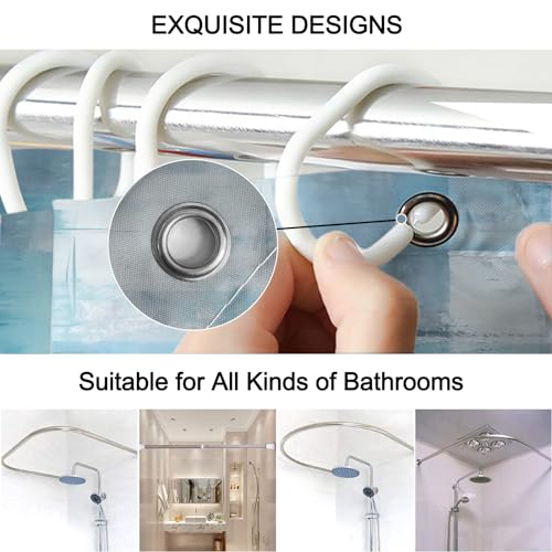 Lnond 4Pcs Bathroom Shower Curtain Sets with Rugs,Turquoise White Painting Art Bathroom Sets with Shower Curtain and Rugs and Accessories - color: Turquoise White