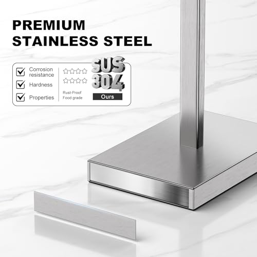Nickel Toilet Paper Holder Stand，Stainless Steel Toilet Paper Holder Free Standing，Stable Weighted Base Floor Tissue Roll Holder for Bathroom，Modern Pivoting Toilet Paper Stand - color: Nickel