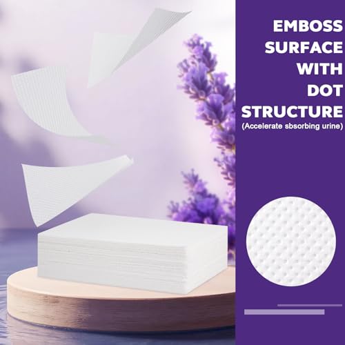 Oumee Scented 100 Count Absorbent Commode Pads for Bedside Commode Bucket | Commode Liner Pads with Absorbent Gel, Potty Liner Pads for Adults Seniors Portable Toilet Pad Bedpans - size: 9.5*5.1in-Lavender