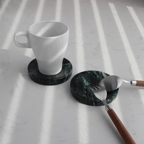 Natural Verde Alpi Green Marble Soap Dish, Round Small Jewelry Dish, Sponge Holder for Bathroom, Kitchen - color: Verde Alpi Green