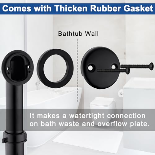 Brass Tip-Toe Tub Drain Kit, Matte Black Tub Drain and Overflow Kit with 2 Hole - color: Black, style: 2-hole