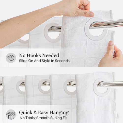 Farmhouse Shower Curtain with Snap-in Liner,No Hooks Needed,Boho Fabric Shower Curtains with Tassels for Rustic Neutral Bathroom Decor,with Magnets,Water Repellent&Machine Washable,White,71x74Inch - color: White, size: 71"W x 74"L (Pack of 1)