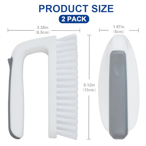 CELOX Carpet Cleaning Brush, Heavy Duty Scrub Brush with Handle, 2 Pack, White - color: White Gray