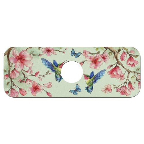 Faucet Fast Absorbent Pad - Hummingbird Butterfly Flower , Suitable For Kitchen, Bathroom, Island And Other Scenes - color: Hummingbird butterfly flower