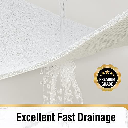 HITSLAM Shower mat Non Slip, 24 x 32 Inch Bathtub Mat Non Slip with Drain, Soft PVC Loofah Shower Bath Mat for Tub, Quick Drying Bathroom Shower Mat, White - color: White, size: 32" x 24" (Rectangular)