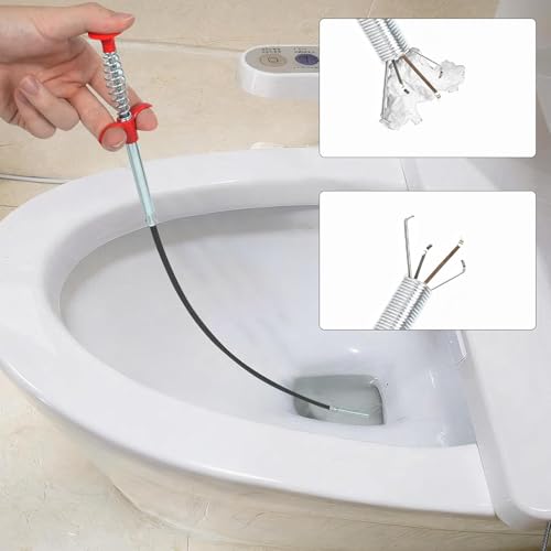 (61 inch) Drain Clog Remover - Gutter Cleaning Drain Snake Tools Cleaner for Toilet Sewer Shower Kitchen Bathroom Tub Tool, Flexible Grabber Claw Pick Up Reacher - style: 61 IN