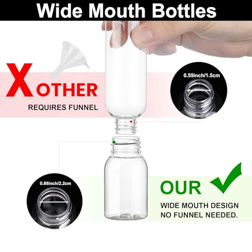 Travel Bottles for Toiletries 6 Pack 2.2oz/65ml Leak Proof Travel Size Toiletries Wide Mouth Containers TSA Approved Squeeze Bottles with Flip Cap for Shampoo Conditioner Body Wash(Clear) - color: Clear, size: 2.2 Ounce