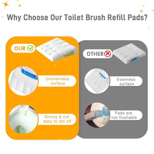 Toilet Cleaner Refill Pads 48 Refills Citrus Scent Toilet Scrubber Refill Enhanced Odor Control Clean Stains Disposable Brush Refill for Bathroom