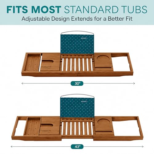 SereneLife Premium Bathtub Tray Caddy with Gift Box and Bow Set, Expandable Bath Tray, Unique House Warming Gifts for Mom, Women, Wedding, Anniversary, Bridal Shower, Fit for All Tub - Brown, Gift Set - color: Brown, Gift Set