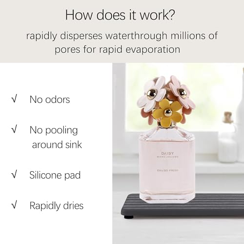 NiuYichee 2 PCS Water Absorbent diatomite Coasters, 10.2" x 4" Water Absorbing Stone Tray for Sink, Stone Drying mat for Kitchen Counter, Stone soap Tray Used for Hand Soaps & toiletries & Plants - color: Dark Grey, size: 10.3" x 4"（26 x 10cm）