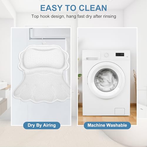 SetSail Bath Pillow, Relaxing Bath Pillows for Tub Neck and Back Support Soft 4D Breathable Air Mesh Ergonomic Bathtub Pillow with 6 Strong Suction Cups and Hook Luxury Bathroom Accessories,White - size: White1