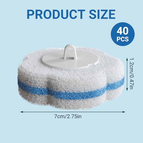 Disposable Toilet Brush Refills, 40PCS Flower Shape Cleaner Pads with Cleaning Solution