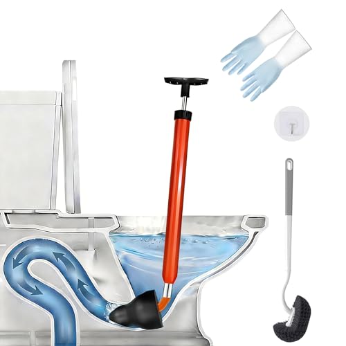 Upgraded Toilet Plunger,High Pressure Toilet Plunger,Powerful Air Drain Unclogger,Toilet Brush and Plunger Set,All Purpose Toilet unclogging Tool for Bathroom(Plunger Upgrade) - color: Plunger Upgrade