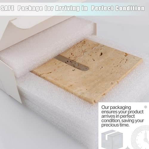 Natural Travertine Marble Soap Dish - Beige Brown Stone Soap Holder for Shower, Bathroom, Kitchen Sink Sponge & Jewelry Ring Tray