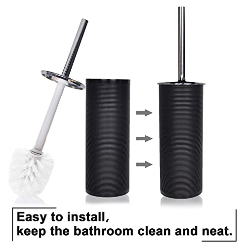 CERBIOR Bathroom Accessories Set 6 Piece Bath Ensemble Includes Soap Dispenser, Toothbrush Holder, Toothbrush Cup, Soap Dish for Decorative Countertop and Housewarming Gift, Black - style: Black