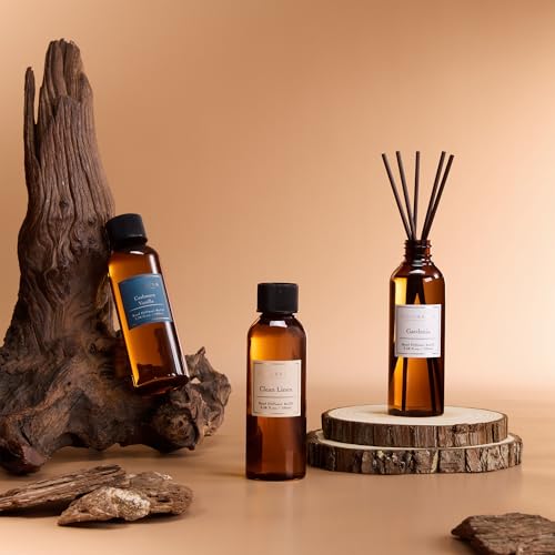 COCORRÍNA Reed Diffuser Refill Set, 10.2oz Scented Oil Refill 3 Pack, Clean Linen, Cashmere Vanilla, Gardenia, Long Lasting Oil Diffuser Refill with 18 Sticks for Bathroom & Bedroom