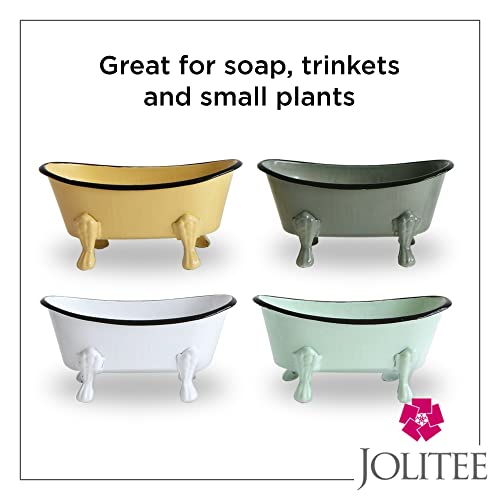 Rustic Enamel 1 Piece 5.5" Metal Clawfoot Mini Bathtub Soap Dish Mini Bath Tub Decoration Clawfoot Tub Soap Caddy Grey - color: Grey