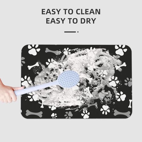 Dog Paws and Bones Bath Mat Rugs 15.7x23.6 in, Diatomaceous Earth Bathroom Rug Rubber Non-Slip Absorbent Bathroom Mat for Bathroom Kitchen Floor, Tub and Shower Sink - color: Paws #01