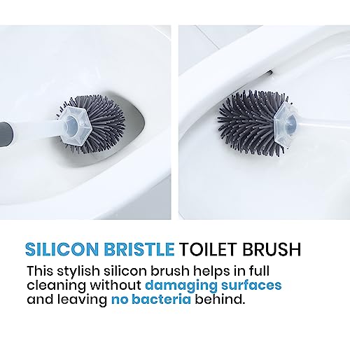 Toilet Brush & Plunger Set - Toilet Bowl Brush and Holder, Refillable Liquid Dispenser Brush - 2 in 1 Silicone Toilet Brush & Plunger Set for Bathroom