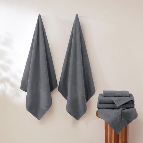 Modern Threads Air Cloud 18-Piece Towel Set - 100% Zero-Twist Cotton, 500 GSM, Quick Dry & Plush, Charcoal - color: Charcoal, size: 18 Pcs Towel Set