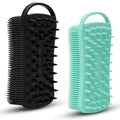 MtBoi 2 PC Silicone Body Scrubber, 2 in 1 Exfoliating Shower Bath Scrubber, Soft Silicone Loofah for Sensitive Skin, Shower Hair Scalp Massager, Easy to Clean, Lather Well (Black&Green) - color: Black&green