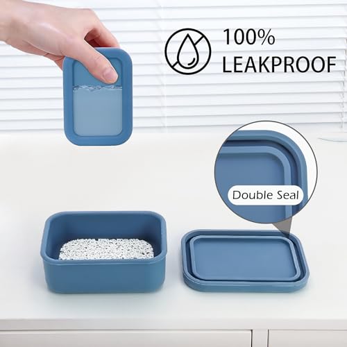 AIDIMMING Leak Proof Silicone Travel Soap Case with Drain Pad, Shatterproof Compact Bar Soap Container with Lid, Shatterproof Portable Soap Holder for Bar Soap, Travel Gym Camping(Dark Blue) - color: Dark Blue