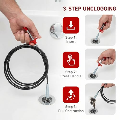 Drain Snake 35 Inch,Snake Drain Hair Removal Tool, Sink Unclogger Drain Cleaner Tool for Bathroom Kitchen Tub Shower Drain Clog Remover,Flexible Grabber Claw Pick Up Reacher