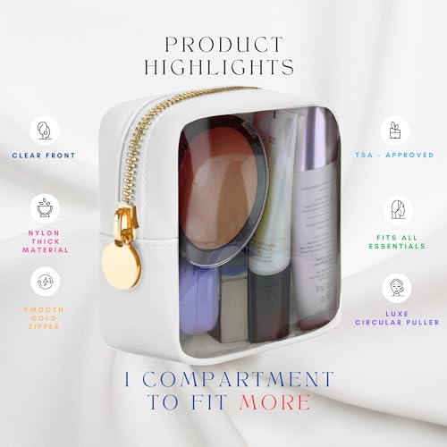 Mini Clear Cosmetic Pouch for Travel & Purse by DANCOUR - color: White, style: Mini