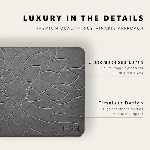 Diatomaceous Earth Stone Bath Mat - Ash Bloom | Modern Fast Dry Bathroom Floor Shower Mat, Quick Drying Premium Luxury Diatomite Spa Stone Gift, Non-Slip Base, 23.6” x 15.4” - color: Ash Bloom