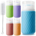 5Pcs Condiment Squeeze Bottles, 2 OZ Salad Dressing Container To Go, BPA-Free Dressing Bottle (with Cleaning Brush & Spice Labels), Leakproof Sauce Containers for Lunch Box, Travel Size Squeeze Bottle - style: Spiral thread