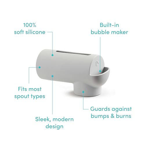 Munchkin® Soft Spot™ Bath Spout Cover for Baby, Bathtub Guard with Built-in Bubble Bath Dispenser, Silicone, Grey