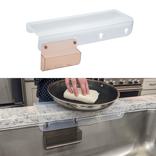 SiliProducts SiliSink Silicone Edge Guard for Kitchen Sink - Fits 3.75” - 4” Wide - The Original Silicone Sink Edge Protector with Sponge Caddy - Splash Guard, 14” Clear Diamond - color: Clear Diamond, size: 4in x 14in
