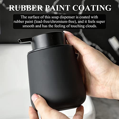 Bosilunlife Ceramic Foaming Soap Dispenser - Rubber Paint Black | 12Oz Bathroom Countertop Kitchen Dish Soap Pump Dispenser Foam Soap Dispenser - color: Rubber Black