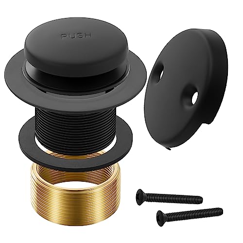 Matte Black Bathtub Drain Tip-Toe Tub Trim Set with Two-Hole Overflow Faceplate Bathroom Tub Drains Replacement Conversion Tub Drain Kit Assembly with Universal Fine & Coarse Thread - color: Matte Black