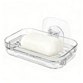 Soap Dish for Shower Wall Mounted, Soap Bar Holder Self Draining, Strong Adhesive Mount Soap Saver Sponge Holder for Bathroom Bathtub Kitchen Sink, Clear